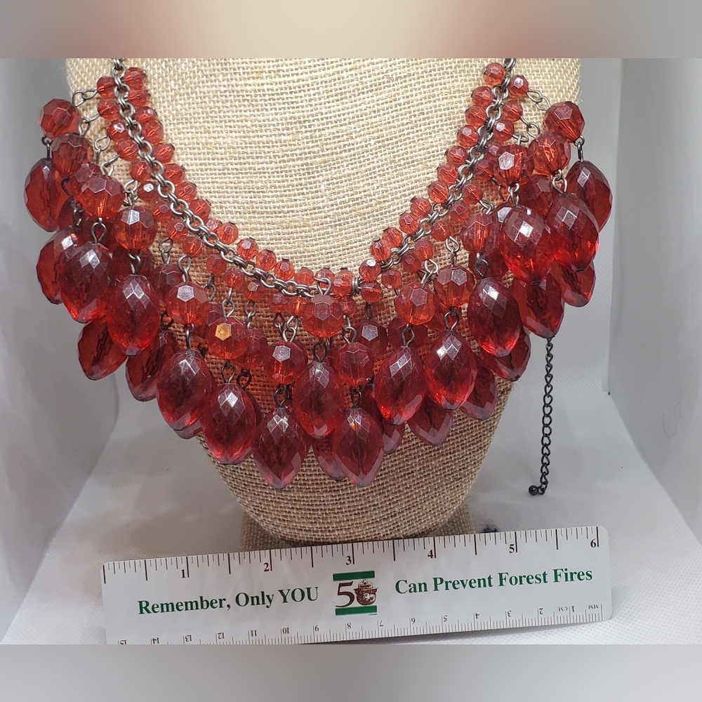 Bulky Red Beaded Necklace